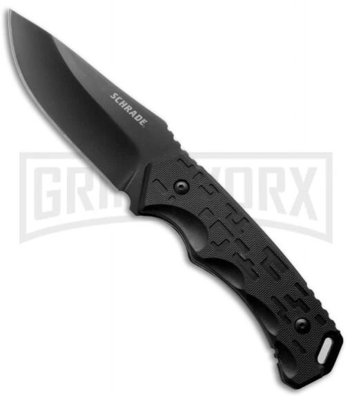 Schrade SCHF32 Black Rubber Fixed Blade Knife - Black Plain -AKC Knife Shop schrade schf32 jm large