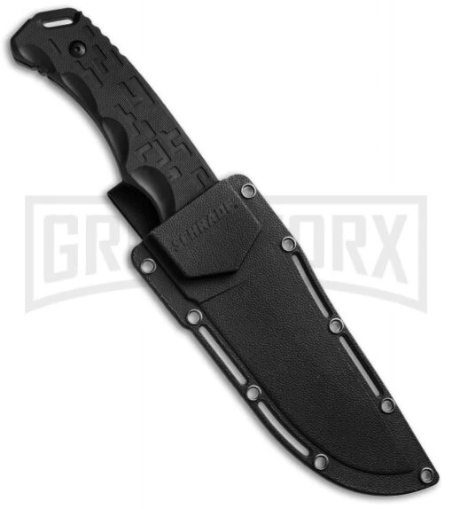 Schrade SCHF32 Black Rubber Fixed Blade Knife - Black Plain -AKC Knife Shop schrade schf32 sheath jm large