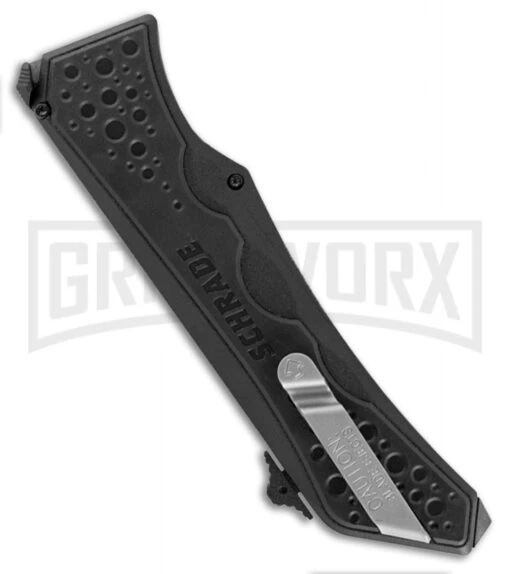 Schrade SCHOTF7BS Black OTF Spring Assisted Knife - Black Serr -AKC Knife Shop schrade schotf7 side large