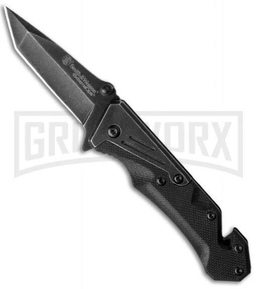 Smith & Wesson Extreme Ops CK405 Black Folding Knife - Tanto Black Plain -AKC Knife Shop smith and wesson ck405 jm large