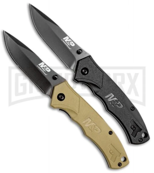 Smith & Wesson M&P Black And Tan Folding Knife Combo Pack -AKC Knife Shop smith and wesson m p folding knife combo BHQ 89453 jr large