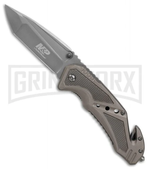 Smith & Wesson M&P Off Road Rescue Gray Tanto Liner Lock Knife - Gray Plain -AKC Knife Shop smith and wesson mp rescue ll tanto gray alum gray GX 31288 jr large