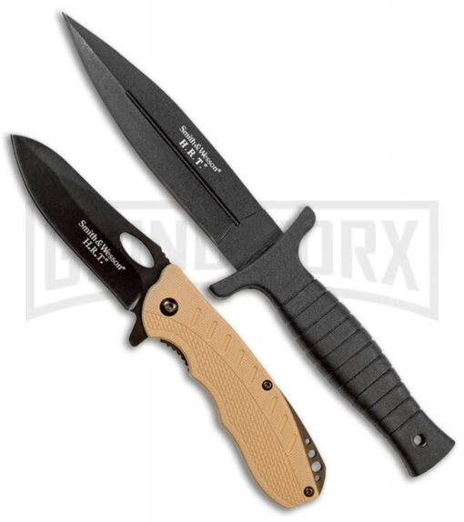 Smith & Wesson On Duty/Off Duty Folding And Fixed Blade Knife Combo Pack -AKC Knife Shop smith and wesson on duty off duty 2 piece combo set BHQ 89450 jr large