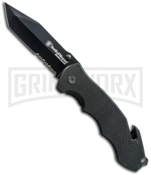 Smith & Wesson SWBG6TS Border Guard Folding Knife - Black Serr -AKC Knife Shop smith wesson border guard swbg6ts large