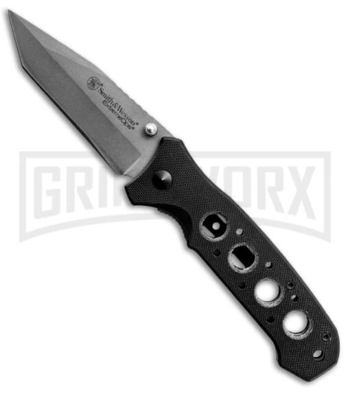 Smith & Wesson Extreme OPS Tanto Folding Knife G-10 - Stonewash Plain -AKC Knife Shop smith wesson ck13t large