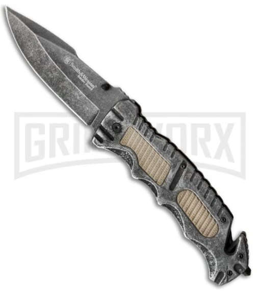 Smith & Wesson Border Guard SWBG7 Folding Knife - Black Stonewash -AKC Knife Shop smith wesson swbg7 jm large