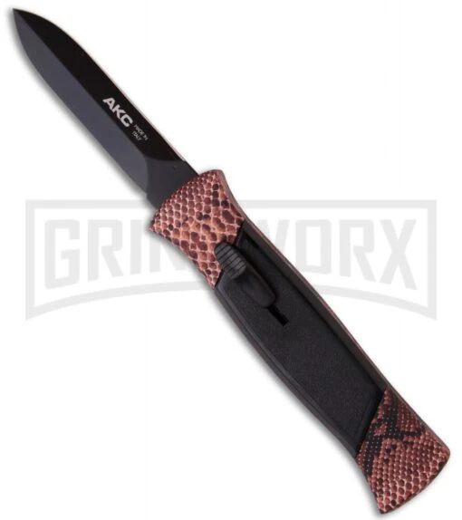 AKC 777 Blackfinger Snake OTF Automatic Knife - Dagger Black Plain -AKC Knife Shop snake blackfinger large