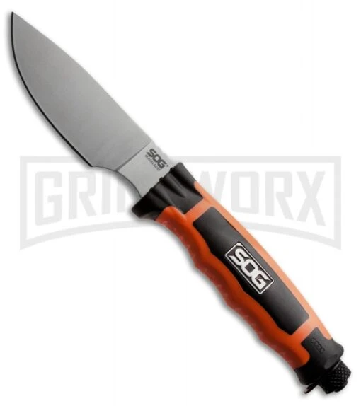 SOG Knives Bladelight Hunt Orange Fixed Blade Knife - Satin Plain -AKC Knife Shop sog bladelight hunt blt20l cp large