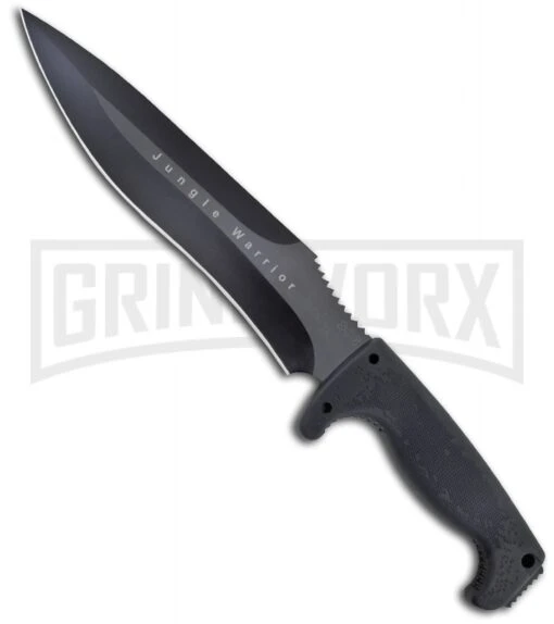 SOG Jungle Warrior Fixed Blade Knife - Black Plain -AKC Knife Shop sog jungle warrior f14 large