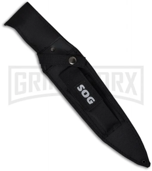 SOG Jungle Warrior Fixed Blade Knife - Black Plain -AKC Knife Shop sog jungle warrior f14 n sheath large