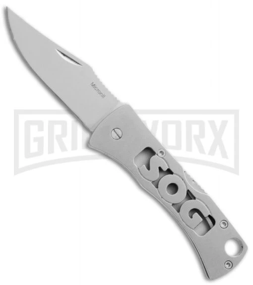 SOG Micron 2.0 Folding Knife - Bead Blast Plain -AKC Knife Shop sog micron 2 silver ff93 large