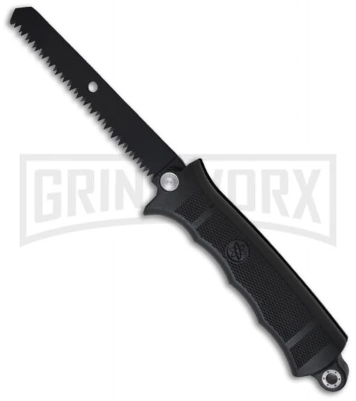 SOG Fusion Black Revolver Seal W/ Saw & Clip Point Blade -AKC Knife Shop sog revolver seal fx 21 saw large