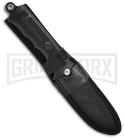 SOG Fusion Black Revolver Seal W/ Saw & Clip Point Blade -AKC Knife Shop sog revolver seal fx 21 sheath large