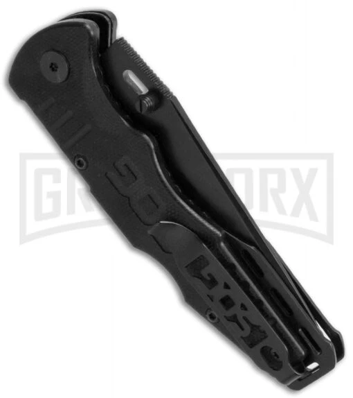 SOG Salute Mini Folding Knife - Black Plain -AKC Knife Shop sog salute mini black ff1101 cf side jm large