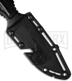 SOG Seal Strike Fixed Blade Knife Deluxe Sheath - TiNi Black Serr -AKC Knife Shop sog seal strike ss1003 cp sheath2 cm large