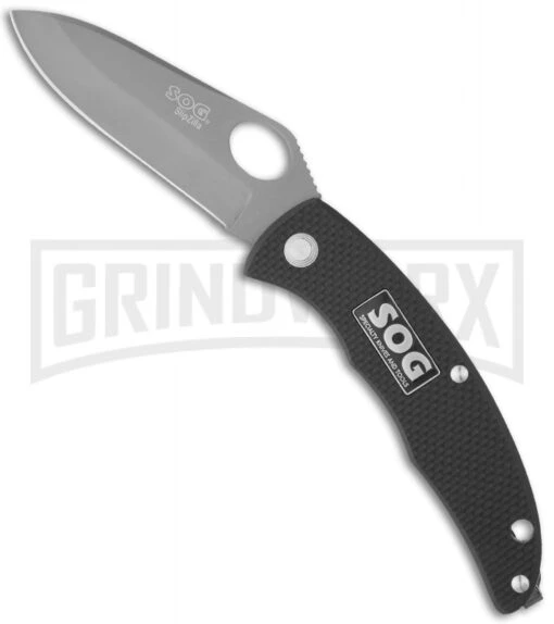 SOG SlipZilla Black Folding Knife - Gray Plain -AKC Knife Shop sog slipzilla sp 53 large