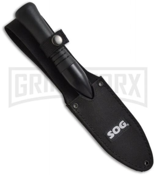 SOG Spirit Fixed Blade Knife - Black Plain -AKC Knife Shop sog spirit fs01 n sheath large