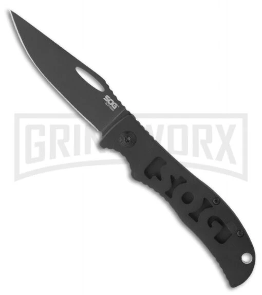 SOG SlipTron Pocket Knife STR02 (Plain) -AKC Knife Shop sog str02 cp sliptron black folder large