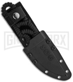 SOG Knife Tangle Fixed Blade Knife - Satin Plain -AKC Knife Shop sog tangled fixed black fx32k sheath large