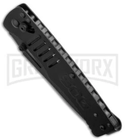 SOG Targa TG1002 Black Tanto Folding Knife - Black Plain -AKC Knife Shop sog targa black tg1002 bx bottom cm large