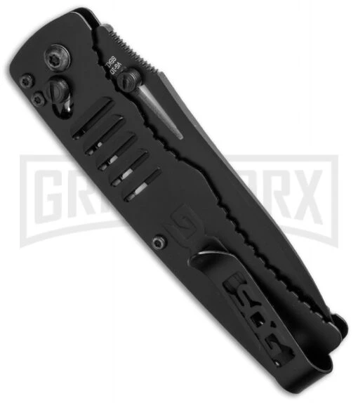 SOG Targa TG1002 Black Tanto Folding Knife - Black Plain -AKC Knife Shop sog targa black tg1002 bx side cm large