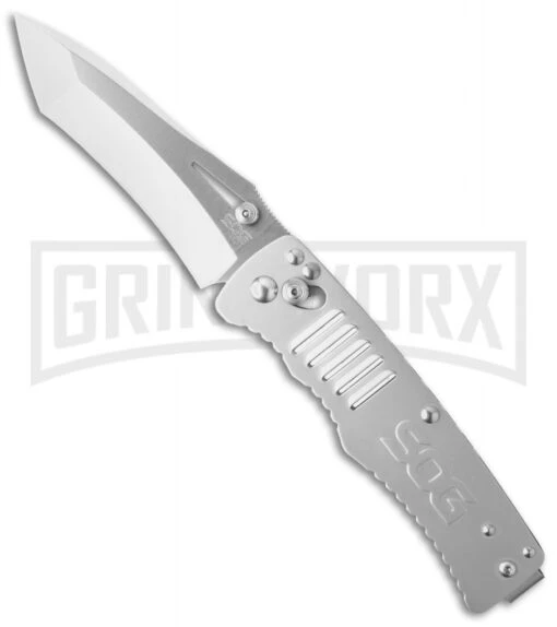 SOG Targa TG1001 Tanto Folding Knife - Satin Plain -AKC Knife Shop sog targa satin tg1001 bx cm large