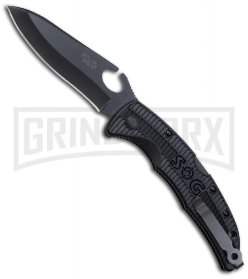 SOG SOGzilla Large Folding Knife - Black Plain -AKC Knife Shop sogzilla sp23 large