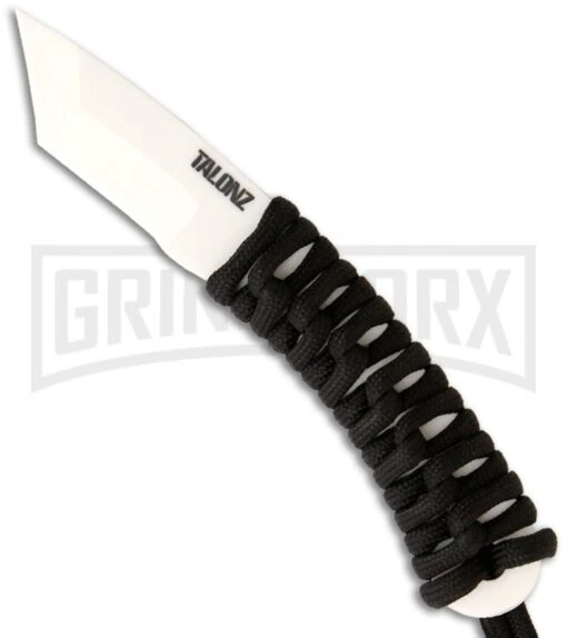 Talonz 2 Ceramic Neck Knife Black Cord Fixed Blade Knife - Tanto White Plain -AKC Knife Shop talonz 2 large