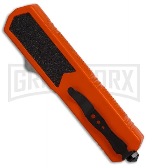 Titan Orange D/A OTF Automatic Knife - Tanto Black Serr -AKC Knife Shop titan orange tanto black serr BP 18429 er side large