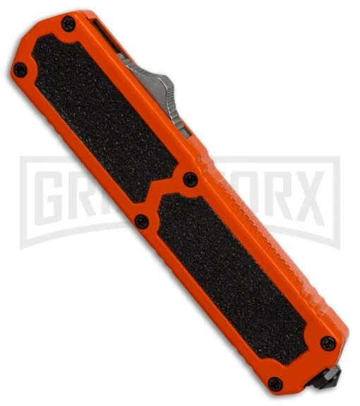 Titan Orange D/A OTF Automatic Knife - Tanto Black Serr -AKC Knife Shop titan orange tanto black serr BP 18429 er spine large