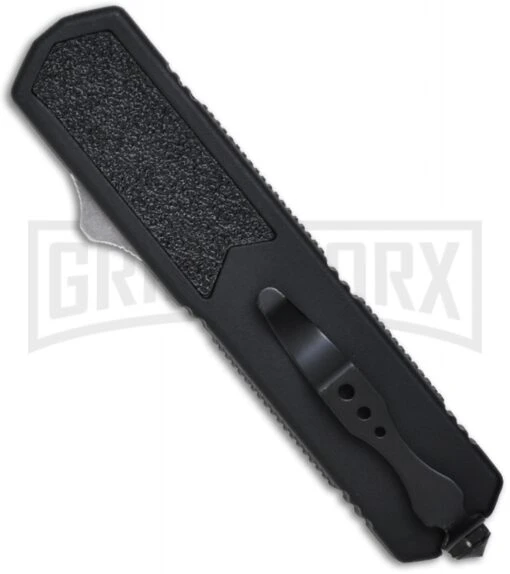 Titan Black D/A OTF Automatic Knife - Dagger Satin Plain -AKC Knife Shop titan otf black automatic new back large