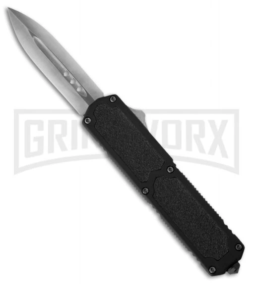 Titan Black D/A OTF Automatic Knife - Dagger Satin Plain -AKC Knife Shop titan otf blk sil pln large