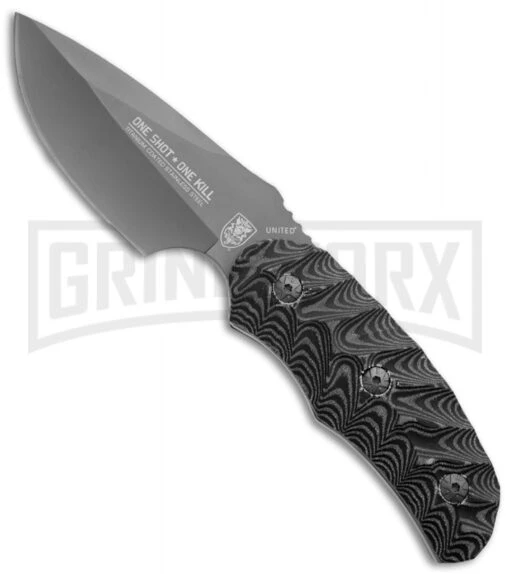 United Cutlery SOA Titanium Hunter Micarta Fixed Blade Knife - Gray Plain -AKC Knife Shop titanium assault hunster uc2943 micarta fixed large