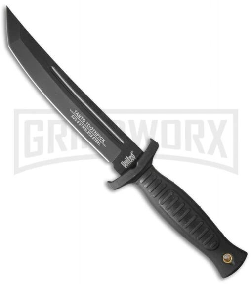 United Cutlery Black Combat Commander Tanto Knife - Black Plain -AKC Knife Shop united cutlery combat commander uc3028 cm large