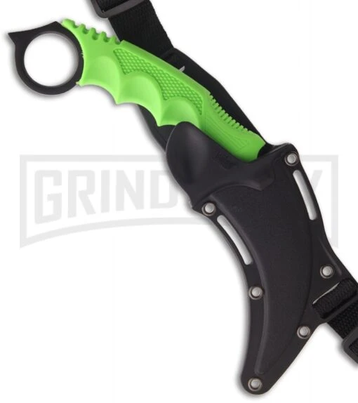 United Cutlery M48 Apocalypse Karambit Green Fixed Blade Knife - Black Plain -AKC Knife Shop united cutlery m48 apocalypse karambit uc2951 sheath large