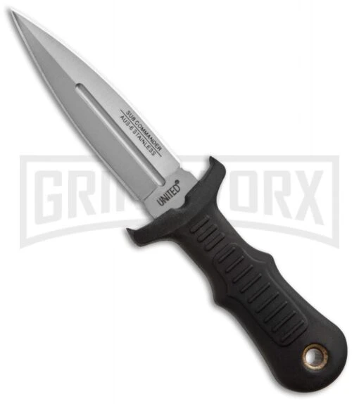 United Cutlery Sub Commander Mini Boot Fixed Blade Knife - Satin Plain -AKC Knife Shop united cutlery sub commander fixed uc2725 large