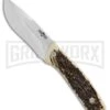 Western Cross-Trail Brown Delrin Stag Fixed Blade Knife - Satin Plain -AKC Knife Shop western cross trail brown delrin stag satin BP 29306 jr large